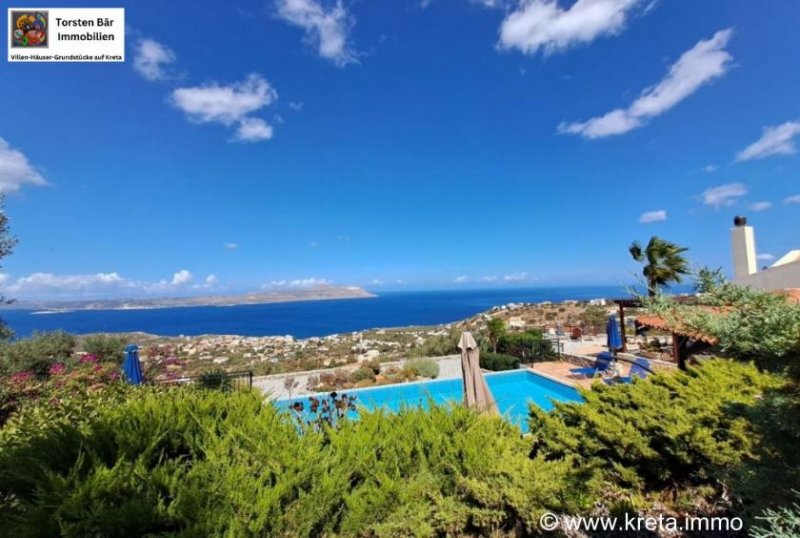 Kokkino Chorio Kreta, Kokkino Chorio eingeschossige Doppelhausvilla mit Pool und atemberaubendem Meerblick Haus kaufen